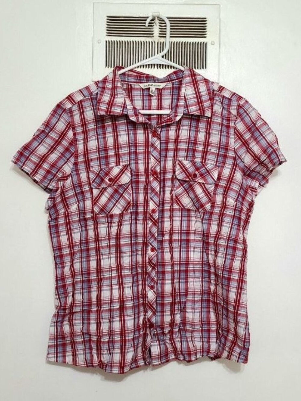 Plaid Button‑Up Shirt